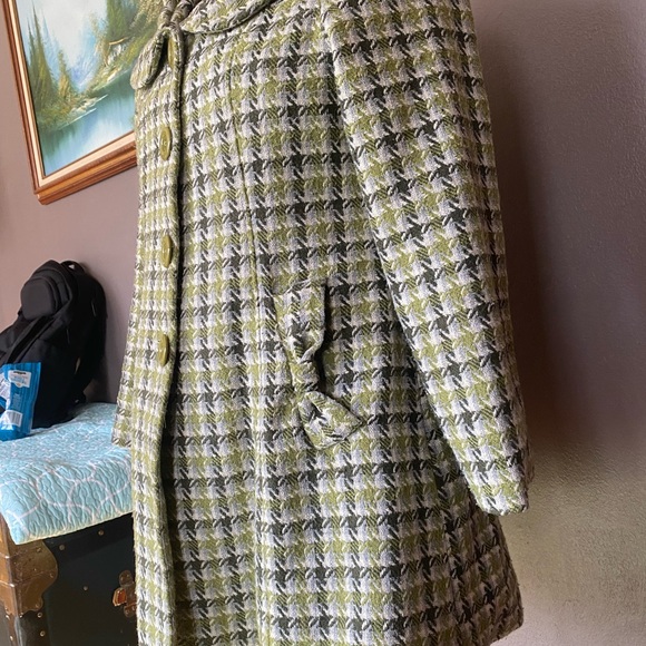 Women’s Large Vintage Green Plaid Coat - Picture 4 of 4